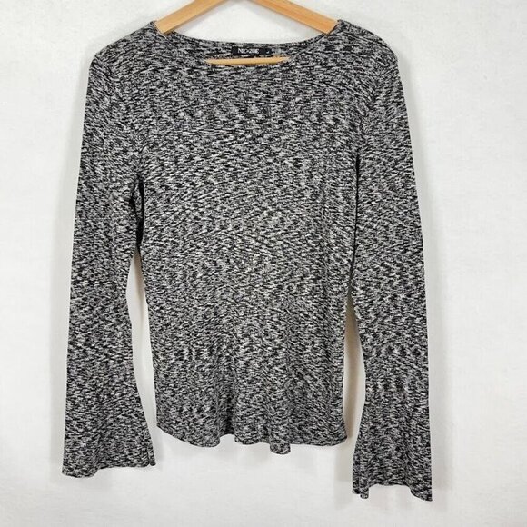 Nic + Zoe Black And White Flared Sleeve Pullover Cotton Modal Blend Sweater L - Picture 1 of 5